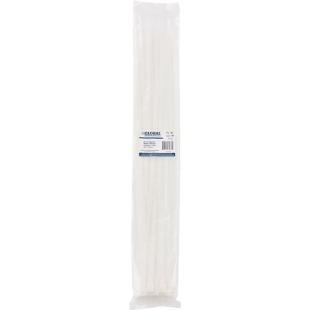 Global Industrial Cable Tie, 24 in L, 7 in Max Bundle Dia., Natural, 175 lb Strength, 100 PK 501750